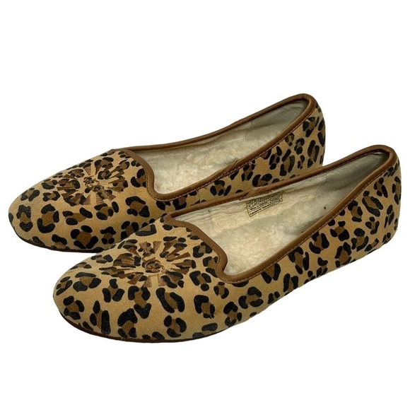 UGG Leopard Print Sherpa Lined Slip On Flats - Picture 1 of 13